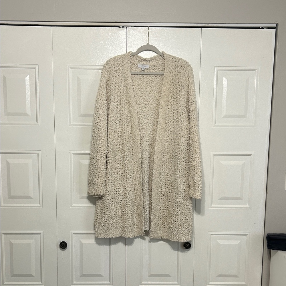 New Directions Cream Textured Cardigan